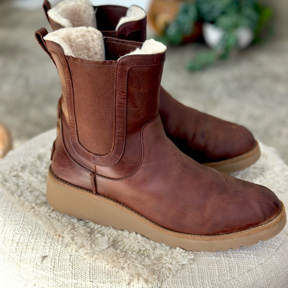 UGG Brown Leather Ankle Boots